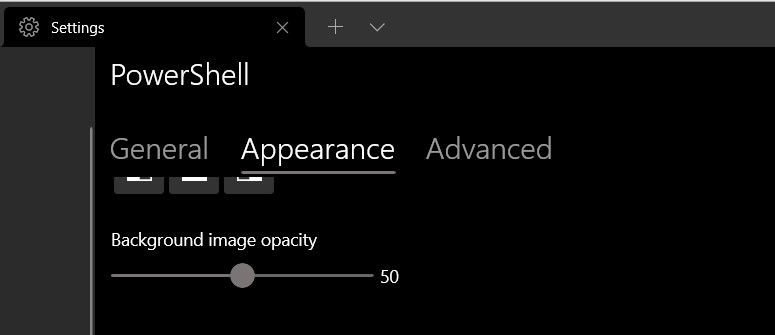 An image of setting Windows Terminal background image opacity