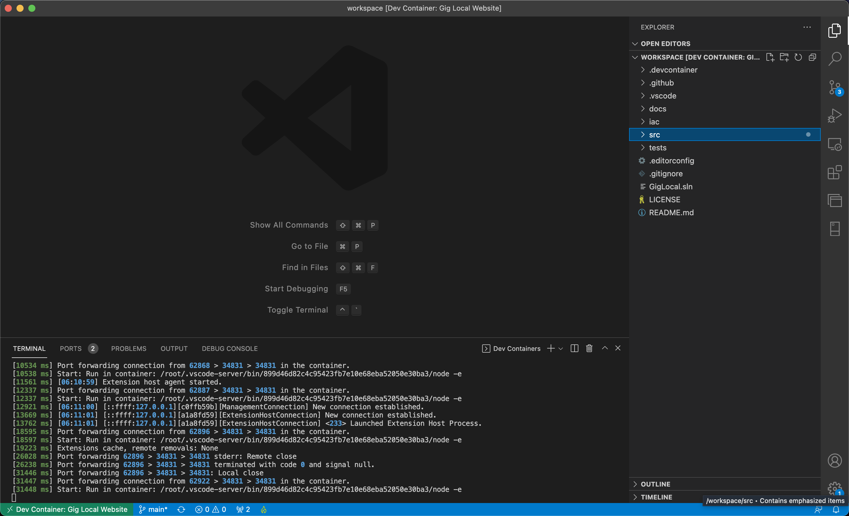 Image of VS Code building a Dev Container