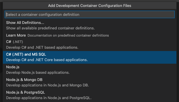 Image of C# (.NET) and MS SQL VS Code Dev Container template